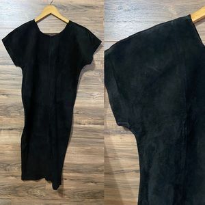 80s Vintage Genuine Suede Leather Peg Dress Wiggle